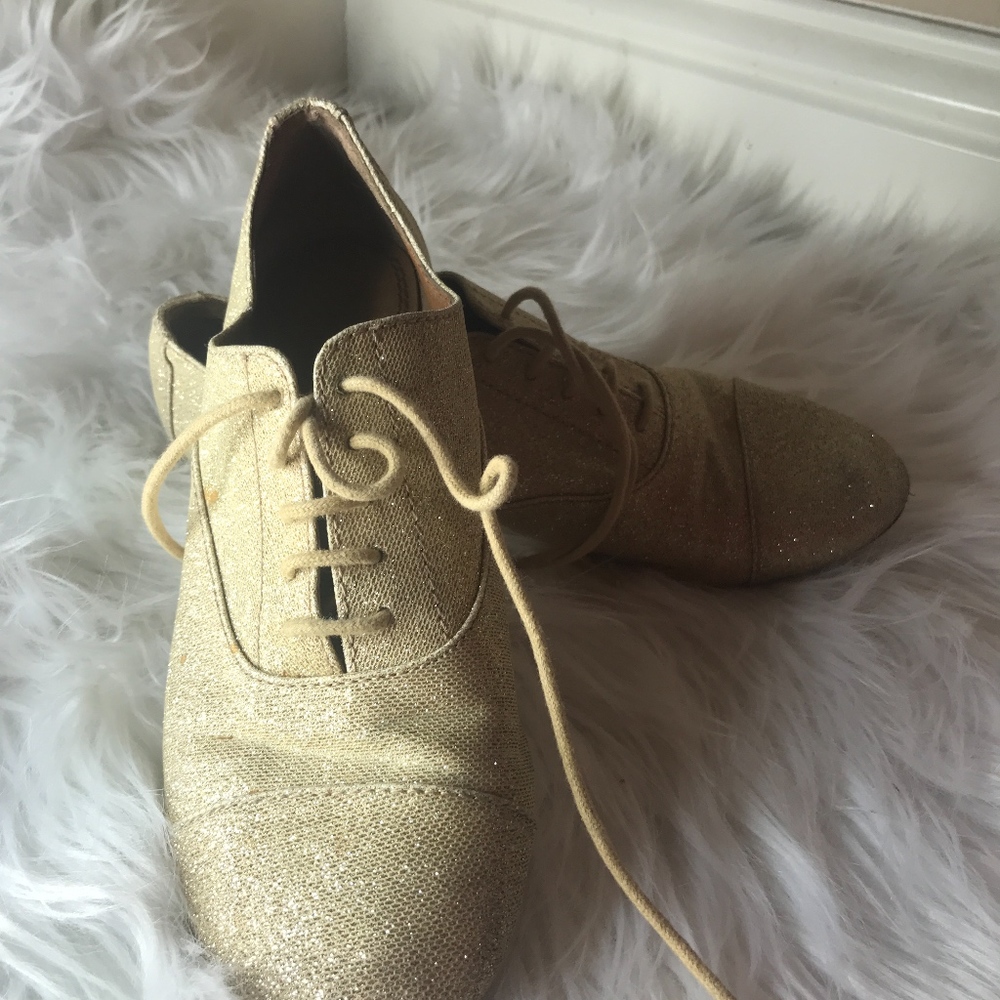 GB Gianni Bini Glitter Oxford Flats GOLD